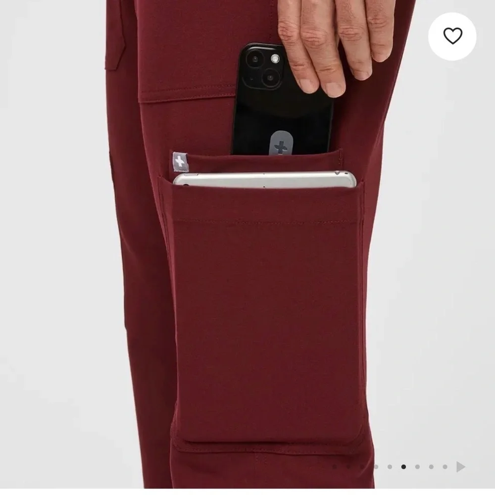Figs NWT Men’s Cairo Cargo Workwear Maroon Scrub Pants
